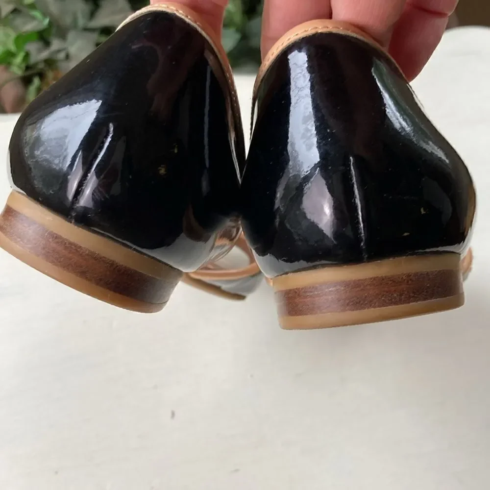 Jeffery Campbell Slip-On Patented Leather Black/Tan Shoes Size 6